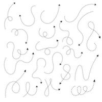 Dashed lined scribble arrows symbol set vector