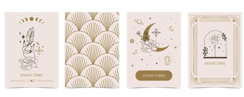 Boho invitation card with tarot style and deco frame vector