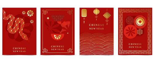 Happy Chinese New Year on red background with snake vector