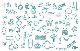cute doodle element object with leaf,cup, television for nursery school design vector