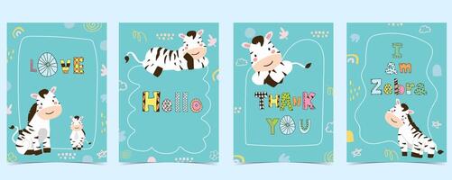 cute zebra template background for a4 vertical design vector