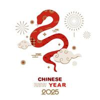 Happy Chinese New Year with snake on white background vector