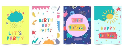shape paper cut out background with birthday party vector