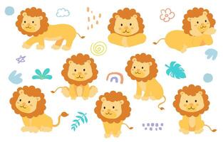 cute baby lion element object for kid design vector