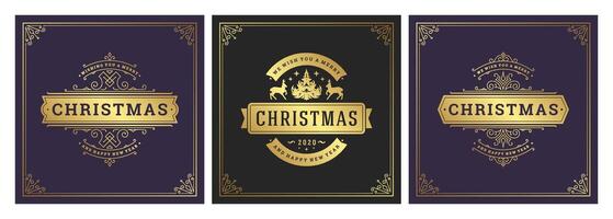 Elegant Christmas card design with intricate gold patterns and wishes vector