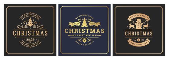 Festive Christmas and New Year greeting designs with typography vector