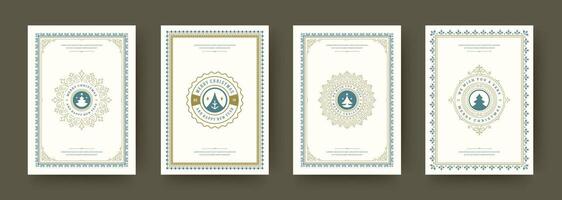 Elegant Christmas greeting cards displayed on a neutral background vector