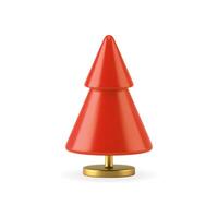 Realistic red Christmas tree minimalistic triangle toy symbol of New Year on golden rack vector