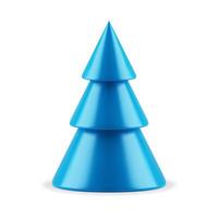 Glossy blue Christmas tree toy decorative mockup realistic illustration Xmas element vector