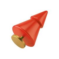 Realistic red Christmas tree minimalistic triangle toy symbol of New Year on golden rack vector