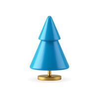 Realistic blue Christmas tree minimalistic triangle toy symbol of New Year on golden rack vector