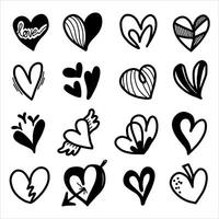 Set of heart doodle element. Hand drawn doodle style collection of different heart, love symbol, heart icon. vector