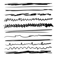 Set of artistic pen brushes. Hand drawn grunge strokes. Doodle lines, various dividers for web sites. vector