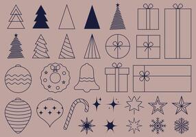 Minimalistic modern geometric Xmas figures set. Abstract Christmas design elements for greeting card or poster. illustration vector