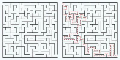 A maze game. square labyrinth with a solution vector