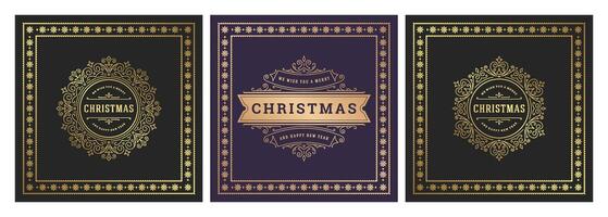 Elegant Christmas card design with intricate gold patterns and wishes vector