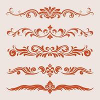 Apricot color beautiful intricate design ornate elements decorative, swirls, borders vector