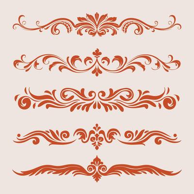 Apricot color beautiful intricate design ornate elements decorative, swirls, borders