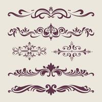 Amethyst color beautiful intricate design ornate elements decorative, swirls, borders vector