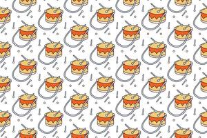 Seamless pattern of hand drawn drums and Sticks. Background for decoration of creative and sound projects. Design for concerts, festivals and ensembles. Doodle Linear illustration. vector