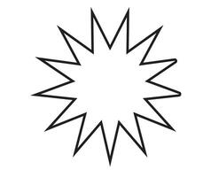 A black and white drawing of a starburst vector