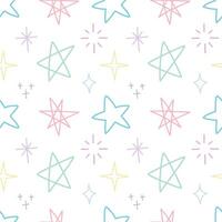Various sparkle and star doodle hand drawn colorful seamless pattern background for wrapping and wallpaper vector