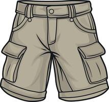 illustration of shorts with black outline without background vector