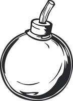black illustration of a bomb with a fuse vector