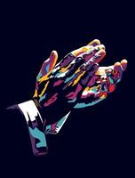 Isolated, high contrast, colorful clapping hands illustration. vector