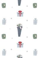 pattern with Christmas gifts on a white background vector