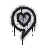 Spray Speech bubble graffiti heart icon in black on white. symbol drop bubble heart icon. isolated on white background. vector