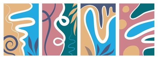 Modern abstract cover set, minimal cover design. Colorful geometric background. vector