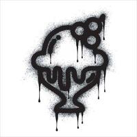 Ice Cream Graffiti Spray Paint Sprayed isolated on white background. Ice cream bowl symbol graffiti with overspray in black on white. vector