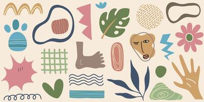 Big set of hand drawn various shapes and doodle objects. Abstract contemporary modern trendy illustration. All elements are isolated vector