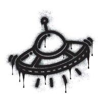 Spaceship Graffiti Paint Spray Sprayed isolated on white background. Oversprayed alien spaceship graffiti in black on white. vector