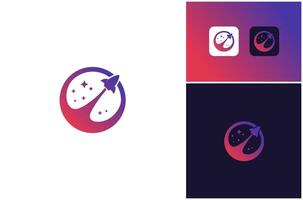 Rocket Launch Startup Spaceship Shuttle Space Vehicle Modern Icon Logo Design Illustration vector