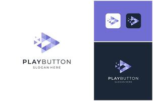 Media Player Play Button Media Pixel Triangle Digital Technology Logo Design Illustration vector