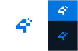 Number 4 Data Digital Technology Network Internet Innovation Logo Design Illustration vector