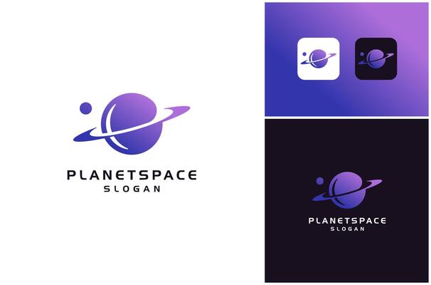 Planet Outer Space Planetary Galaxy Cosmos Astronomy Universe Logo Design Illustration