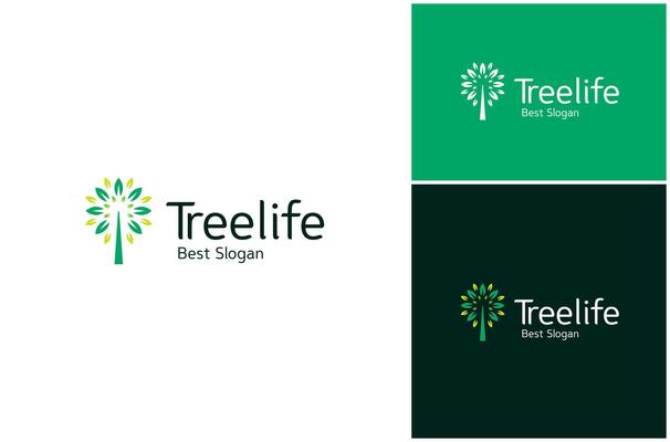 Tree Life Spring Green Leaf Bright Greenery Plant Simple Modern Logo Design Illustration