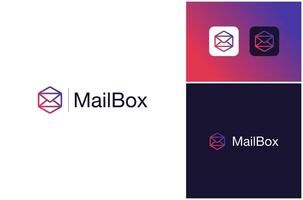 Email Envelope Mail Message Inbox Mailbox Hexagon Box Icon Logo Design Illustration vector