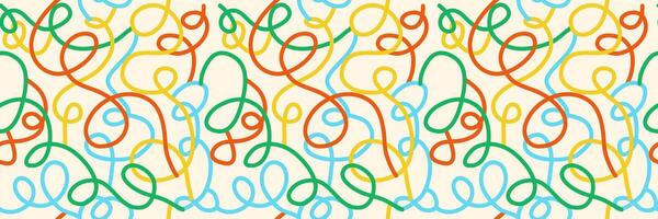 Colorful seamless pattern of hand drawn, simple and playful line doodle, background wallpaper print vector