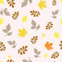 Autumn botanical seamless pattern for printing, textile, paper and other. Autumn seamless background with small elements, leaves and pine needles in simple style. illustration vector