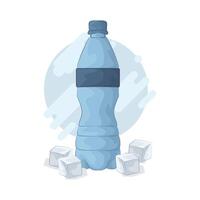 water bottle with ice cube vector