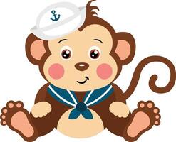 Funny and cute monkey sailor.cdr vector