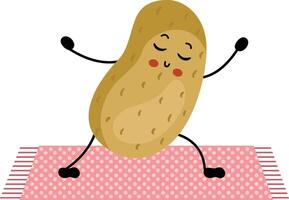 Cute potato mascot character making gym on a mat vector
