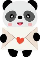 Funny panda with a valentine envelope vector