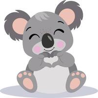 Cute koala making heart with hands vector