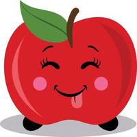 Funny apple character mascot with tongue out vector