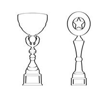 Sport trophy sketch. Hand drawn winners prize on white background vector